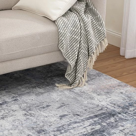 Loomaknoti Lonnie Faux Fur Area Rug Blue - Image 2