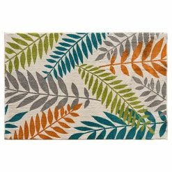 Loomaknoti Terrace Tropic Blythewood Leaves Indoor Outdoor Rug Beige