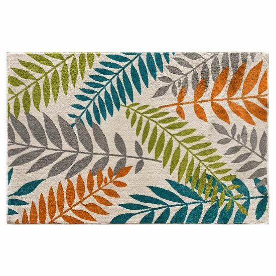 Loomaknoti Terrace Tropic Blythewood Leaves Indoor Outdoor Rug Beige