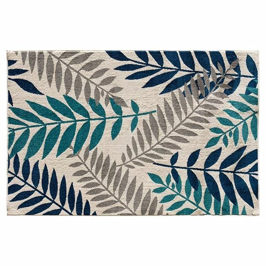 Loomaknoti Terrace Tropic Blythewood Leaves Indoor Outdoor Rug Beige - Image 3