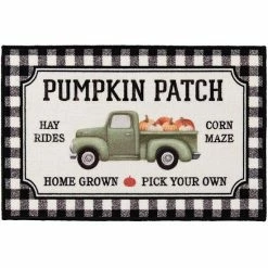 Loomaknoti Checked Pumpkin Truck Printed Nylon Rug- 20'' X 30''