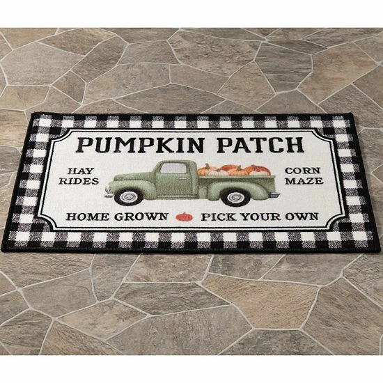 Loomaknoti Checked Pumpkin Truck Printed Nylon Rug- 20'' X 30'' - Image 2