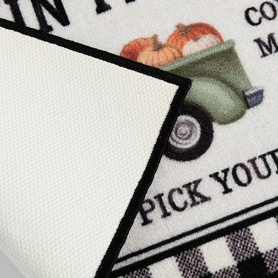 Loomaknoti Checked Pumpkin Truck Printed Nylon Rug- 20'' X 30'' - Image 3