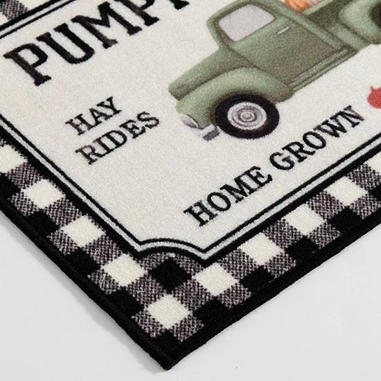Loomaknoti Checked Pumpkin Truck Printed Nylon Rug- 20'' X 30'' - Image 4