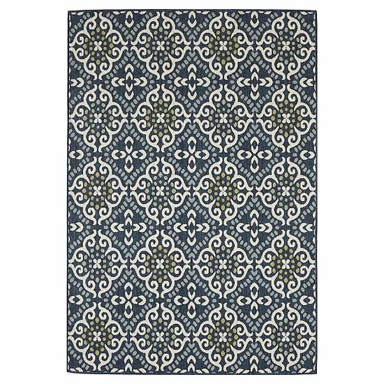Loomaknoti Torfled Blue And Orange Indoor Outdoor Area Rug