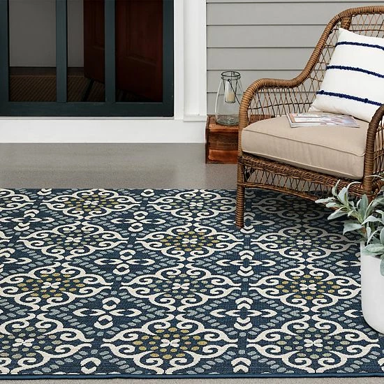 Loomaknoti Torfled Blue And Orange Indoor Outdoor Area Rug - Image 2