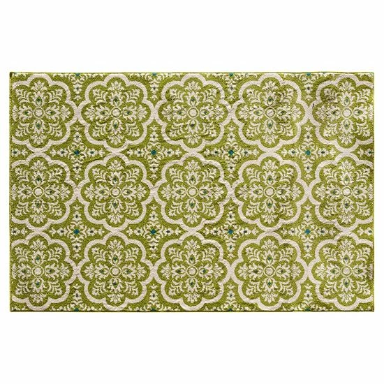 Loomaknoti Terrace Tropic Contoy Medallion Indoor Outdoor Rug Green