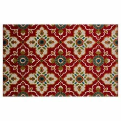 Loomaknoti Terrace Tropic Bluffton Floral Indoor Outdoor Rug Coral