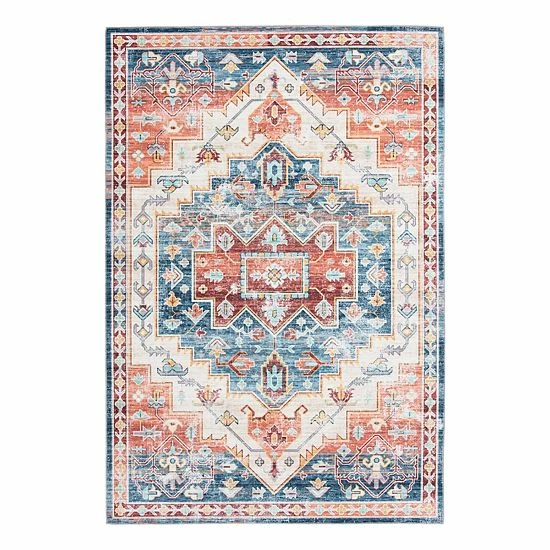Loomaknoti Prudencia Blue And Coral Rug