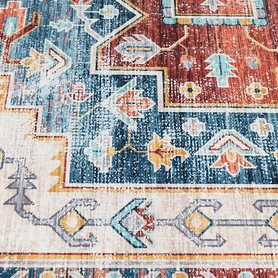 Loomaknoti Prudencia Blue And Coral Rug - Image 3