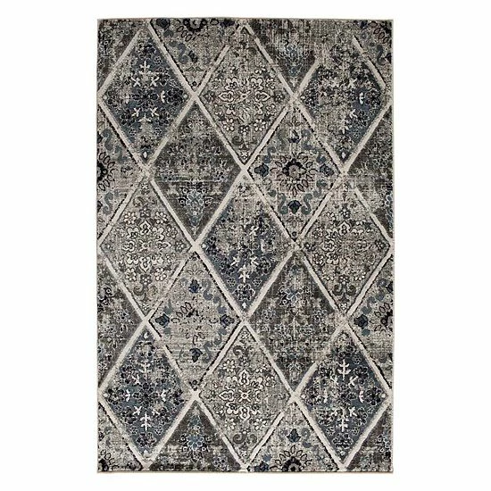 Loomaknoti Milan Braddyville Floral Lattice Rug Multi Navy