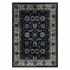 Loomaknoti Milan Orella Framed Floral Rug Indigo Birch
